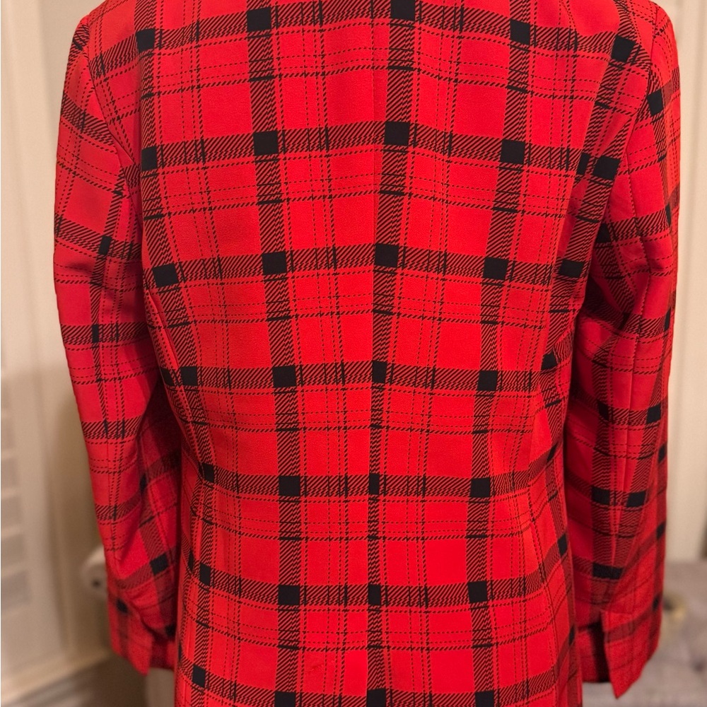New York and Company Red Plaid Blazer - Picture 5 of 8